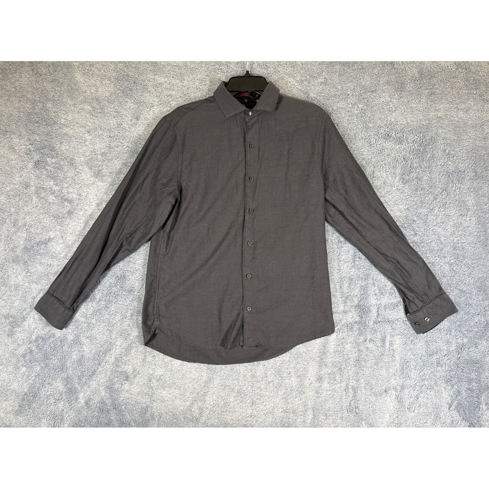 Ted Baker Mens‎ Grey Herringbone Button Down Shirt Long Sleeve Size M 1072429